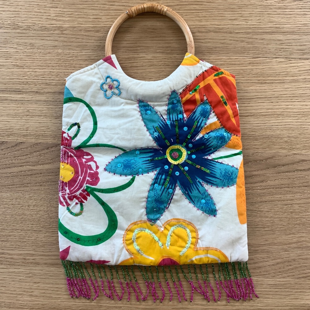Q&A Beaded Cloth Floral Bag
